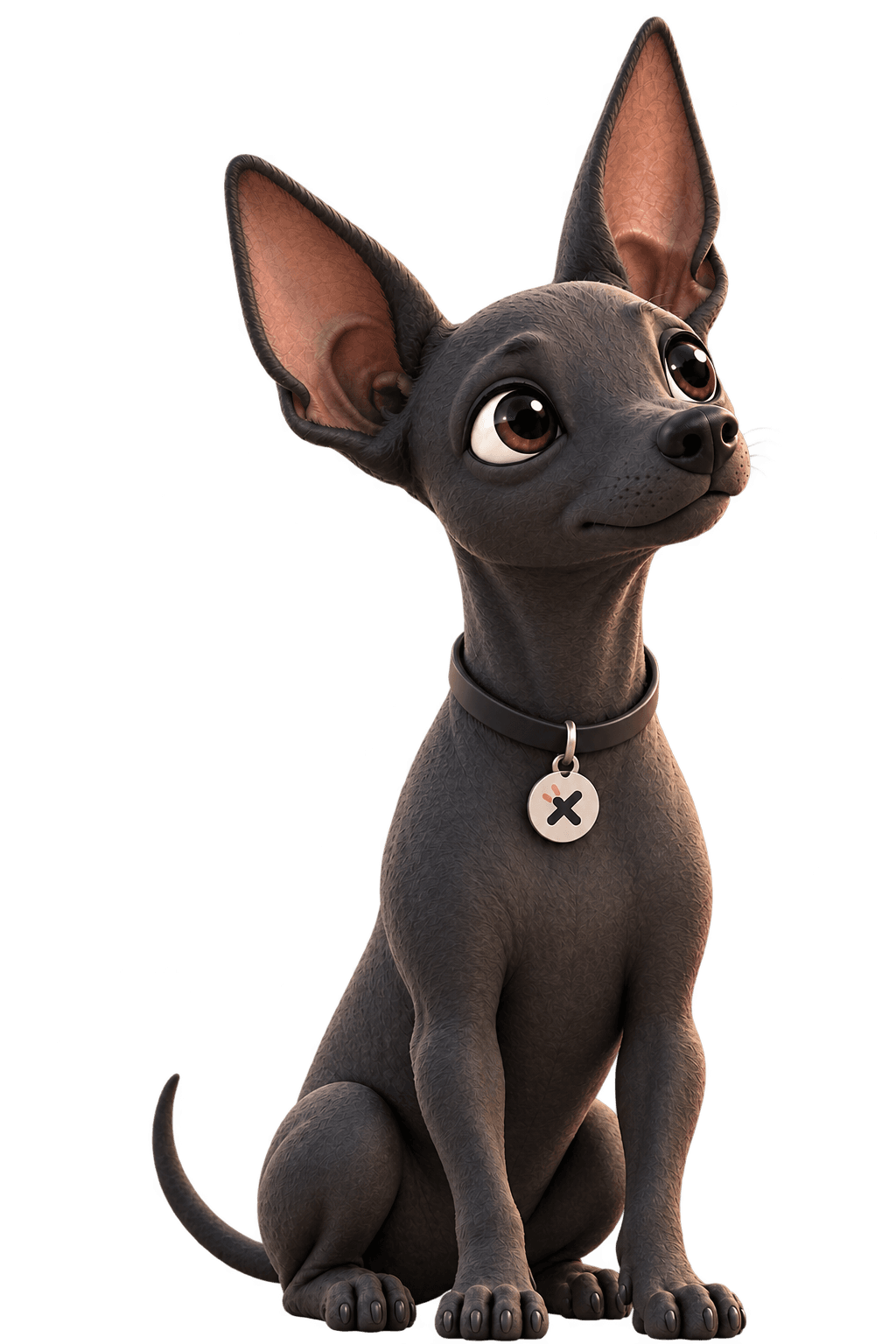 Xolo, la mascotte chihuahua de XOLO, assise devant un site internet pet-sitter